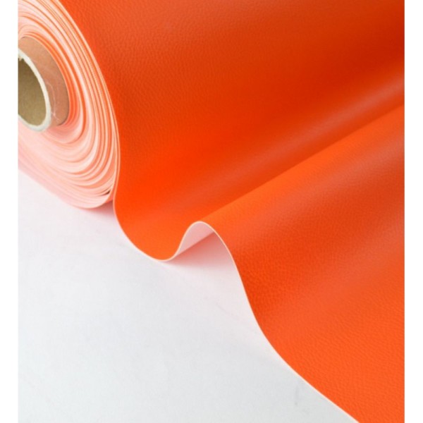 Tissu Simili cuir ameublement rigide orange .x1m - Photo n°1