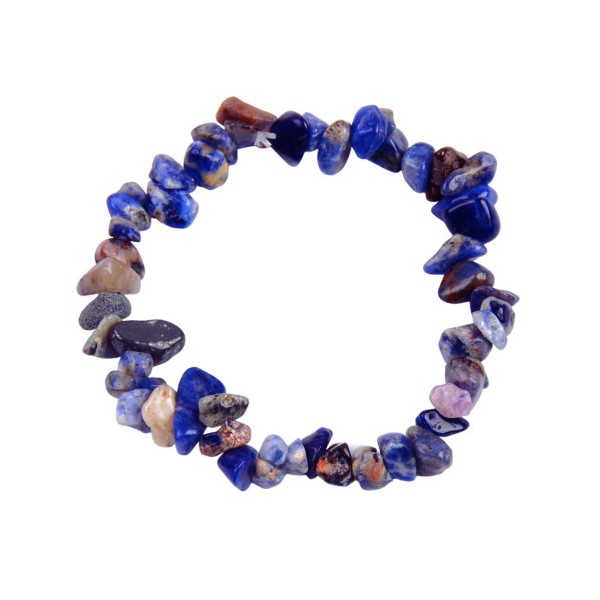 Bracelet élastique de perles chips en sodalite bleue - 50mm - Photo n°1