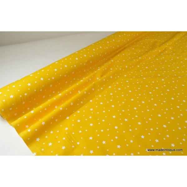 Tissu coton oeko tex imprimé étoiles jaune - Photo n°3