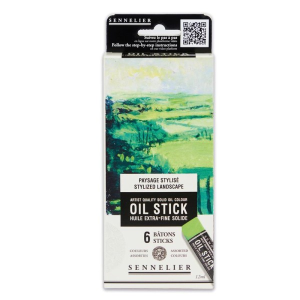 Huile stick - Extra-fine - Solide - Sennelier - 6 couleurs - Paysage stylisé - Photo n°1