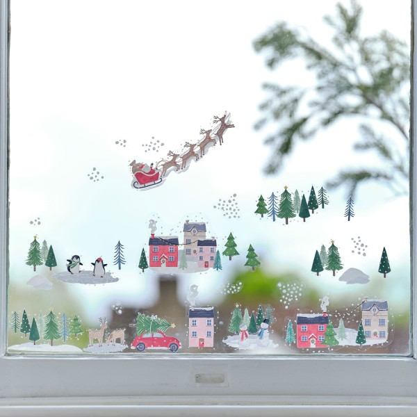 Stickers pour fenêtre - scène de Noël - Photo n°1