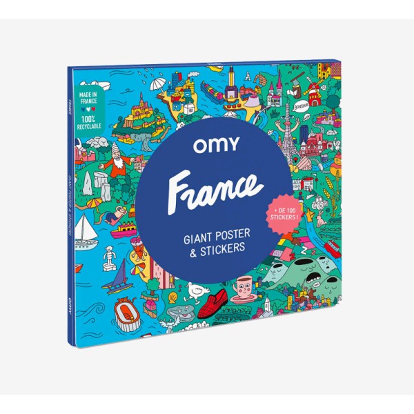 Poster géant FRANCE en couleur avec + 100 stickers made in France OMY - Photo n°1