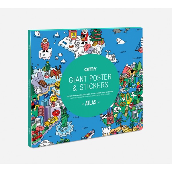 Poster géant Atlas en couleur avec + 100 stickers made in France OMY - Photo n°1