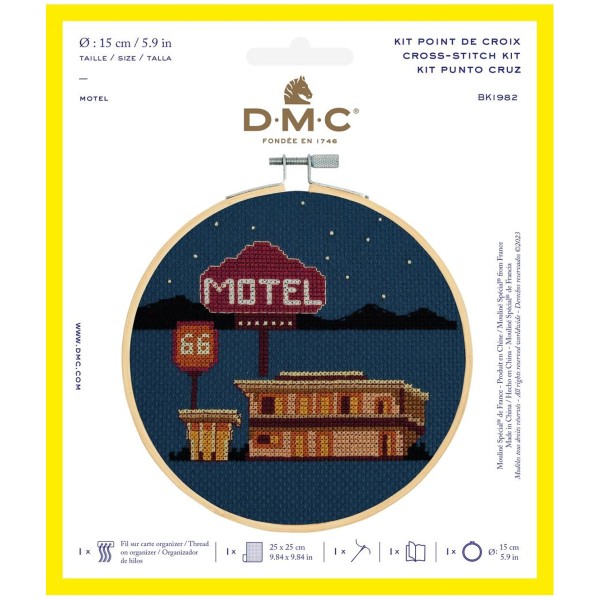 Kit DIY point de croix DMC - Motel - Ø 15 cm - Photo n°1