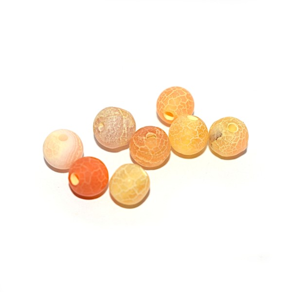 Perle agate 6 mm patinée jaune mat x10 - Photo n°1
