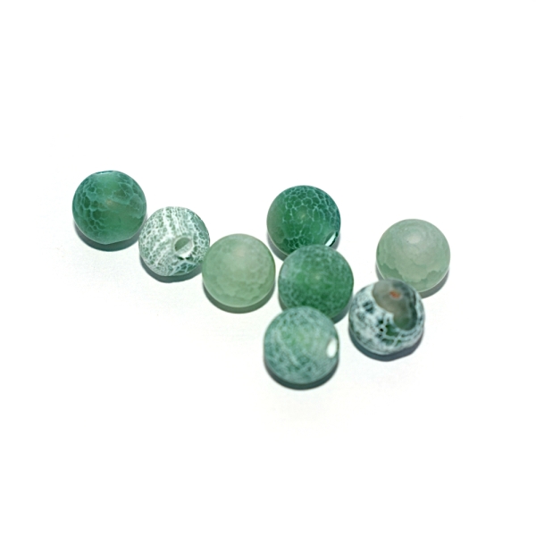 Perle agate 6 mm patinée vert mat x10 - Photo n°1