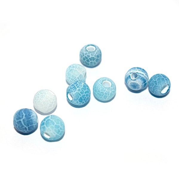 Perle agate 6 mm patinée bleu mat x10 - Photo n°1