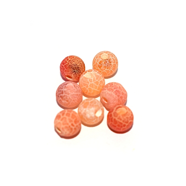 Perle agate 6 mm patinée orange mat x10 - Photo n°1