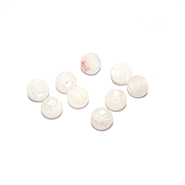 Perle agate 6 mm patinée blanc mat x10 - Photo n°1