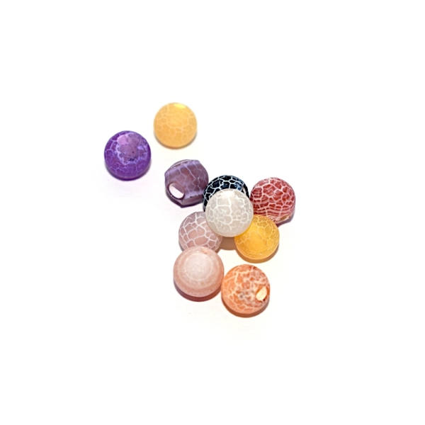 Perle agate 6 mm patinée multicolore mat x10 - Photo n°1
