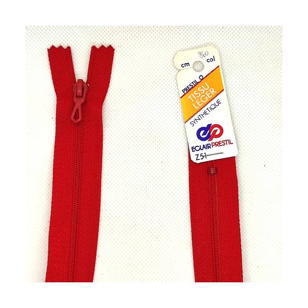 1 Fermeture éclair prestil rouge 860 - non séparable - 45cm - maille nylon - Photo n°1