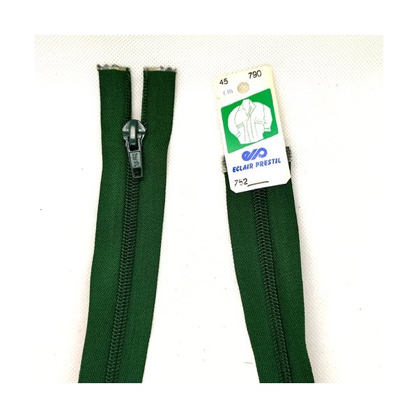 1 Fermeture éclair prestil vert 790 - séparable - 45cm - maille nylon - Photo n°1