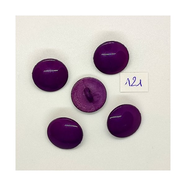 5 Boutons vintage en résine violet - 18mm - TR121 - Photo n°1
