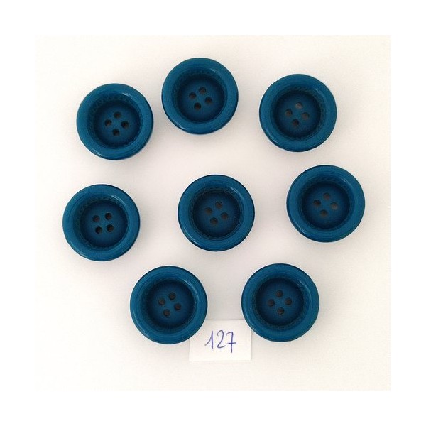 8 Boutons vintage en résine bleu - 20mm - TR127 - Photo n°1