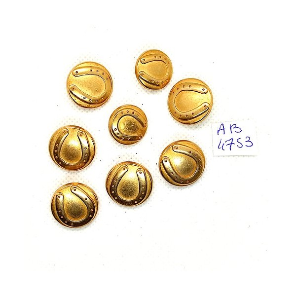 8 Boutons en métal doré - fer à cheval - 15mm et 18mm - AB4753 - Photo n°1