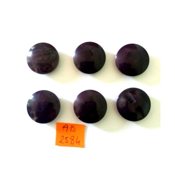 6 Boutons en résine violet foncé- 23mm - AB2584 - Photo n°1