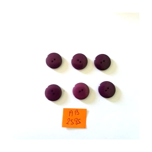6 Boutons en résine violet - 15mm - AB2585 - Photo n°1