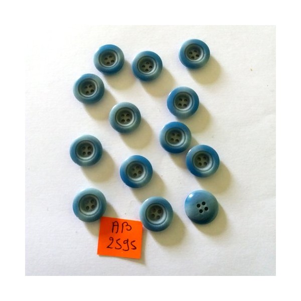 13 Boutons en résine bleu - 14mm - AB2595 - Photo n°1