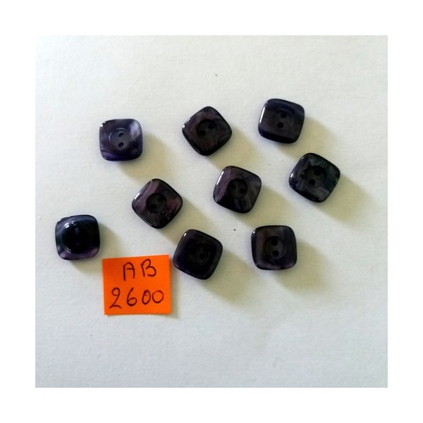 9 Boutons en résine violet - 12x12mm - AB2600 - Photo n°1