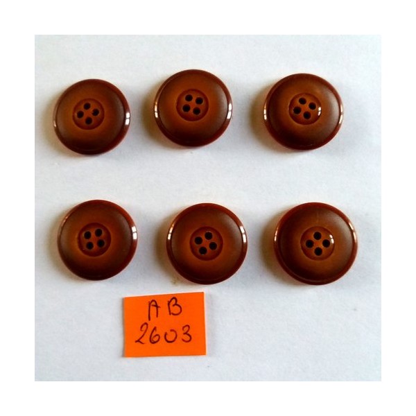 6 Boutons en résine marron - 21mm - AB2603 - Photo n°1