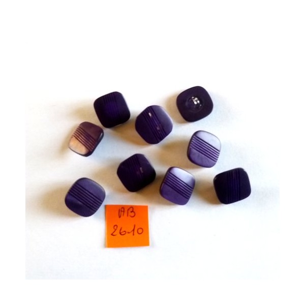 9 Boutons en résine violet - 15x15mm - 1B2610 - Photo n°1