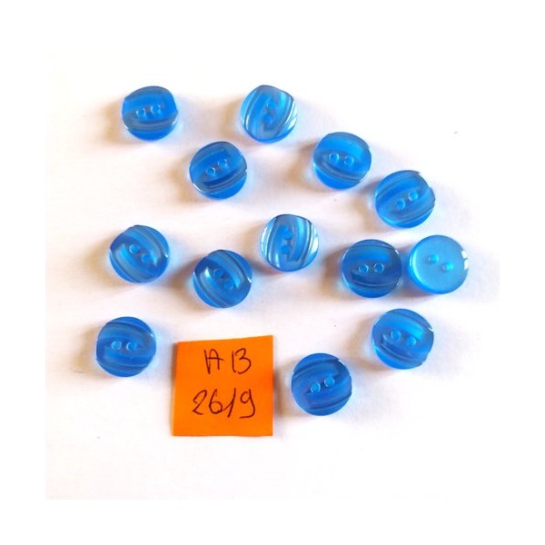 13 Boutons en résine bleu - 12mm - 1B2619 - Photo n°1
