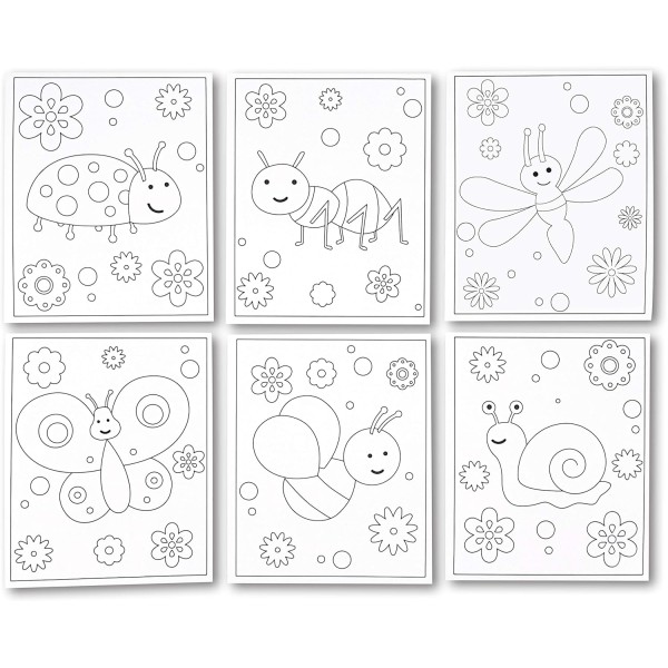 6 cartes à sabler/colorier - Insectes papillon coccinelle - 13 x 16 cm - Photo n°1