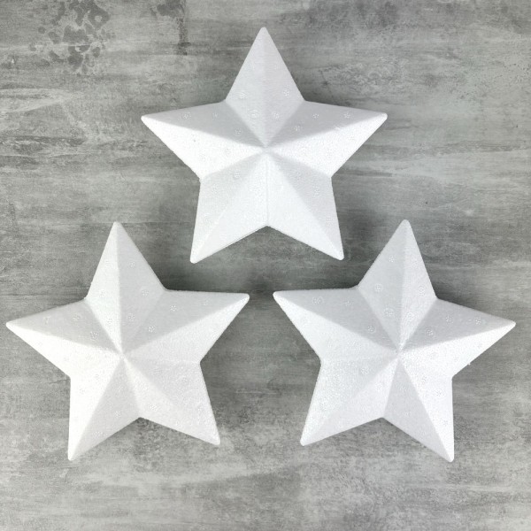 Lot de 3 étoiles polystyrène 15 cm, décoration 3D hivernale à customiser noël - Photo n°1