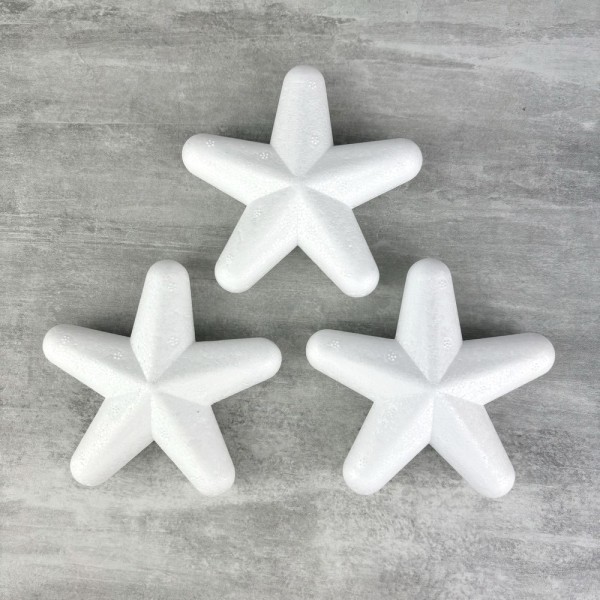 Lot de 3 étoiles polystyrène 10 cm, décoration 3D hivernale à customiser noël - Photo n°1