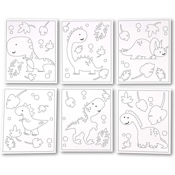 6 Cartes à sabler/colorier - Bébés dinosaures - 13 x 16 cm - Photo n°1