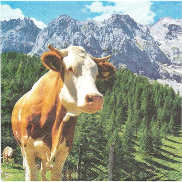 4 Serviettes en papier Vache des Alpes Format Lunch - Photo n°1