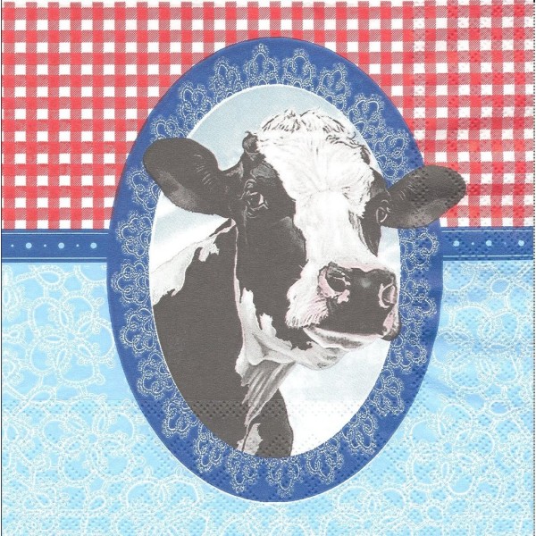 4 Serviettes en papier Vache Holstein Format Lunch Decoupage Decopatch 13306825 Ambiente - Photo n°2