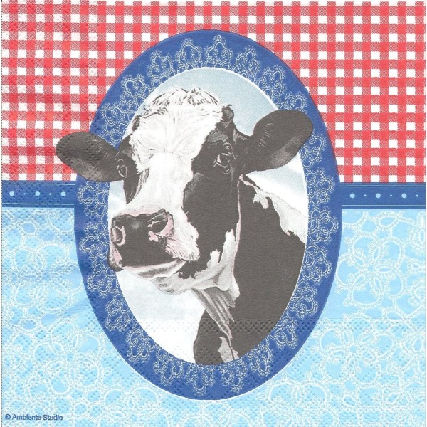 4 Serviettes en papier Vache Holstein Format Lunch Decoupage Decopatch 13306825 Ambiente - Photo n°1
