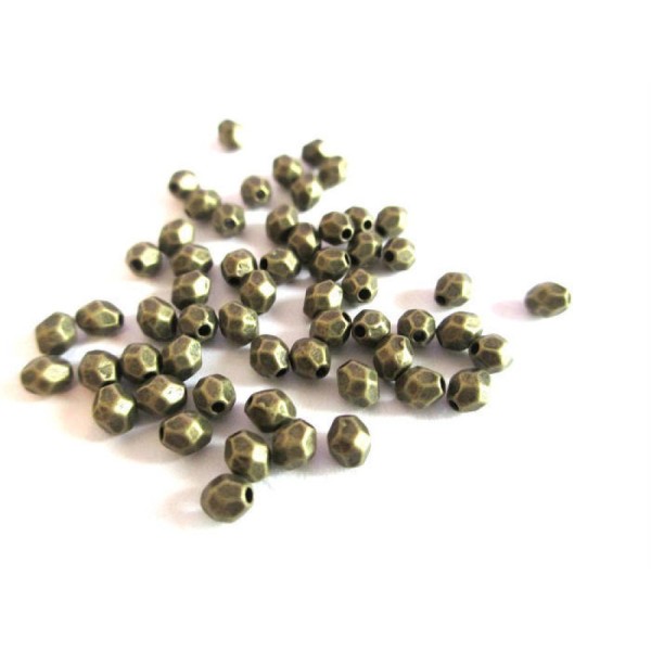 25 Perles intercalaire a facettes en métal couleur bronze 4x3.5mm (app8) - Photo n°1