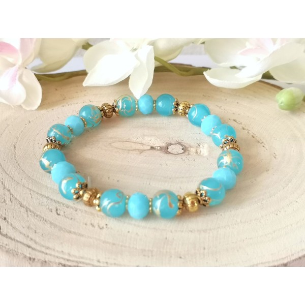 Kit bracelet perles en verre bleue - Photo n°1