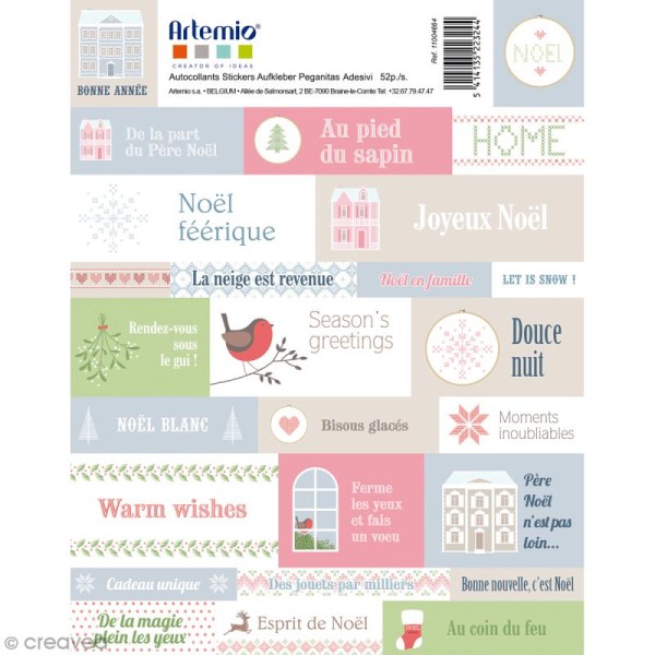 Stickers Artemio textes - Noël Home sweet Home - 1 planche 30,5 x 30,5 cm - Photo n°1