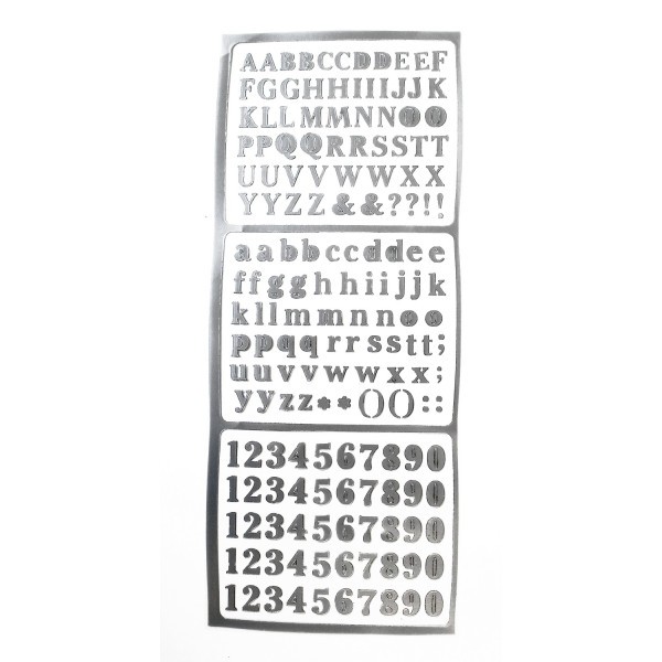 Stickers - Alphabets et Chiffres - Argentés - 1 cm - 169 pièces - Ctop - Photo n°1