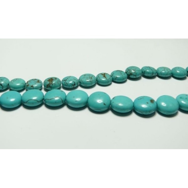 Lot 8 pieces perles plates d' hawolite bleu turquoise 12mm - Photo n°2