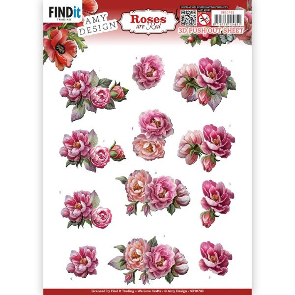 Carte 3D prédéc. - SB10743 - Roses are red - Pivoines - Photo n°1