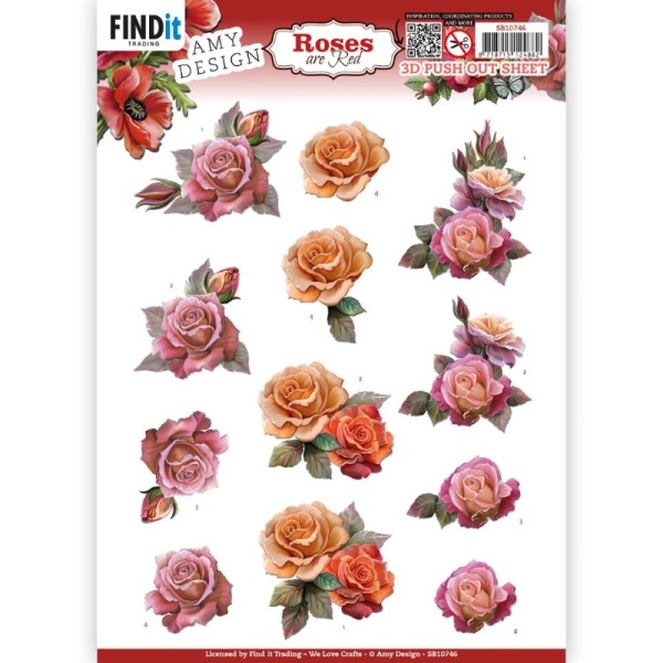 Carte 3D prédéc. - SB10746 - Roses are red - Roses roses - Photo n°1