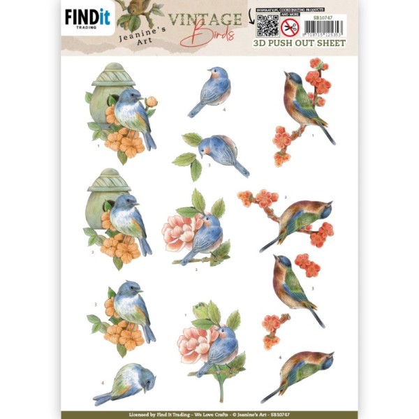 Carte 3D prédéc. - SB10747 - Oiseaux vintage - Maison d'oiseaux en pierre - Photo n°1