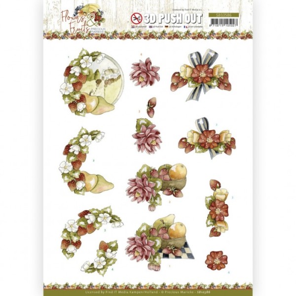 Carte 3D prédéc. - SB10586 - Flowers and fruits - Fleurs et fraises - Photo n°1