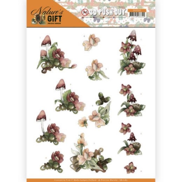 Carte 3D prédéc. - SB10383 - Nature's Gift - Fleurs rouges et Champignons - Photo n°1
