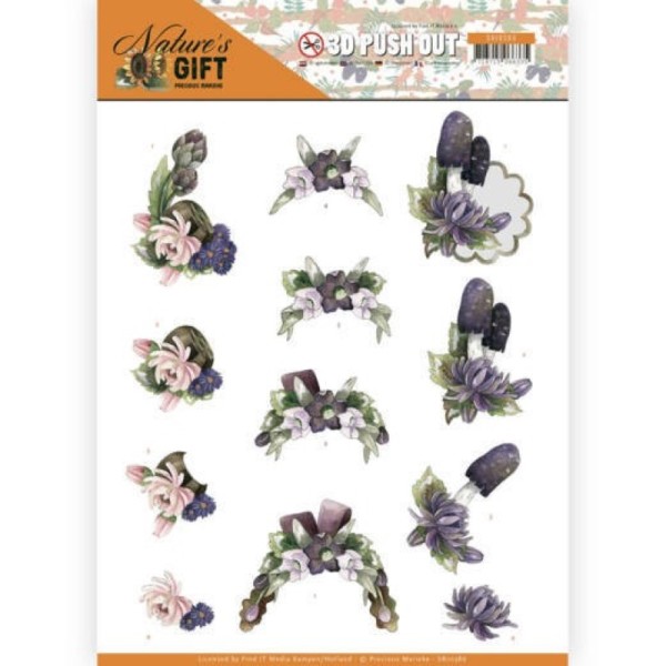 Carte 3D prédéc. - SB10386 - Nature's Gift - Fleurs pourpres et champignons - Photo n°1