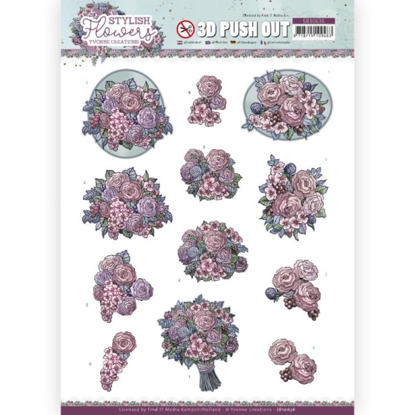 Carterie 3D prédéc. - SB10636 - Stylish Flowers - Jolis bouquets de fleurs - Photo n°1