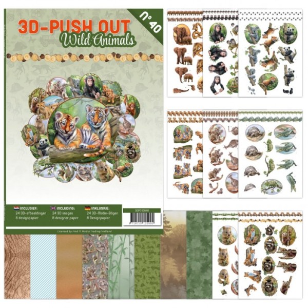Carte 3D livre A4 prédécoupé N°40 - Animaux sauvages 24 images + papiers - Photo n°1