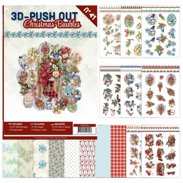 Carte 3D livre A4 prédécoupé N°41 - Boules de Noël 24 images + papiers - Photo n°1