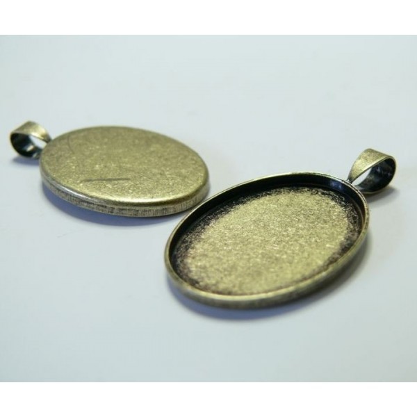 5 Supports de pendentif oval 18 par 25mm camé cabochon bronze A - Photo n°1