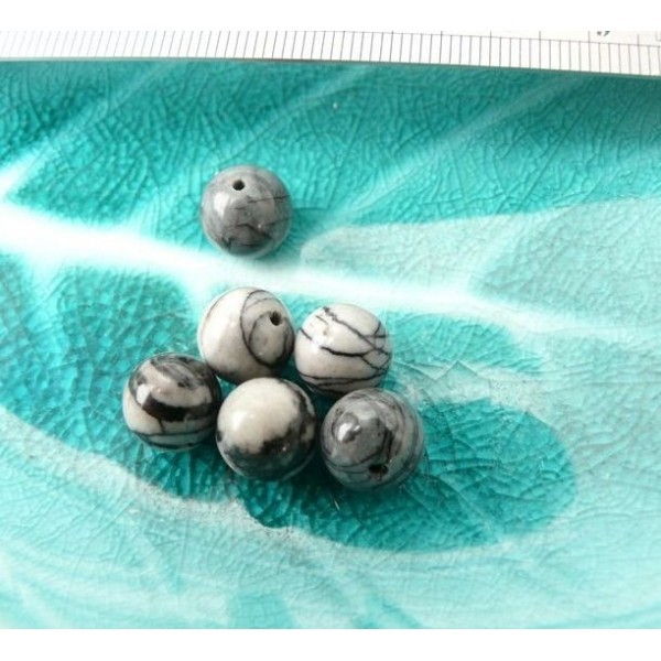 10 perles Jaspe toile 8mm - Photo n°1