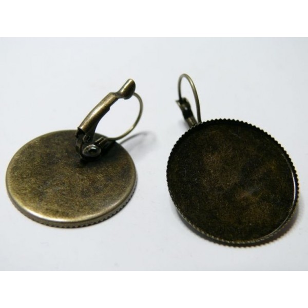 2 Supports de boucle d'oreille de 25mm plateau couleur bronze - Photo n°1